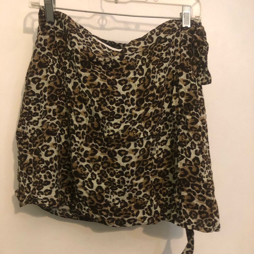 Leopard wrap around mini skirt